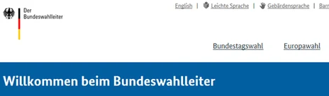 Ausschnitt von der Homepage des Bundeswahlleiters (Quelle: Statistisches Landesamt des Freistaates Sachsen) Ausschnitt von der Homepage des Bundeswahlleiters